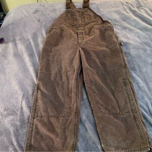 Vintage Carhartt R27 Lined Overalls Brown Mens 46x30 Distressed USA Double Knee